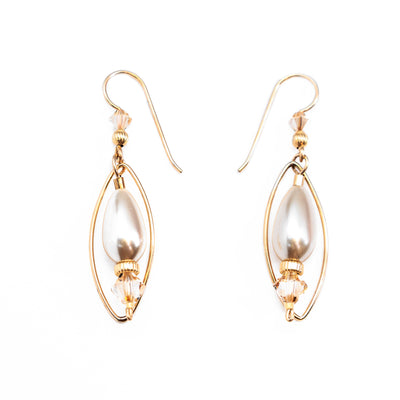 Champagne Cream Oval Earrings by Honica.