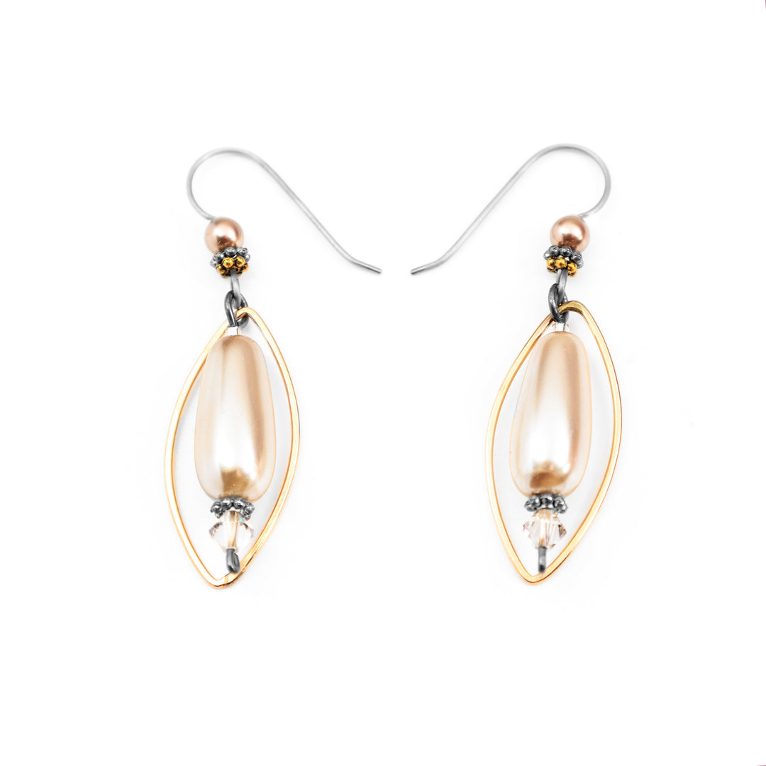 Champagne on Ice Oval Earrings hand crafted by Honica.