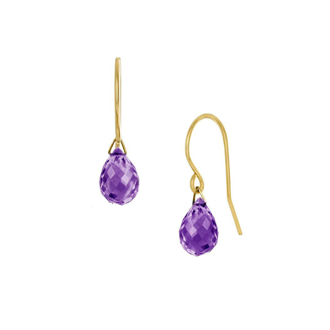 These Gold Fill Amethyst Lantern Earrings are hand crafted by artist Pamela Lauz. The earrings are made with 14K gold-filled wire with genuine amethyst.   Each earring measures 1.0" (2.5cm) x 0.4" (1cm).