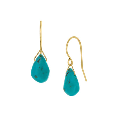 These Gold Fill Turquoise Lantern Earrings are handcrafted by artist Pamela Lauz. The earrings are made using 14K gold-filled wire and genuine turquoise.  Each earring measures 1.0" (2.5cm) x 0.4" (1cm).