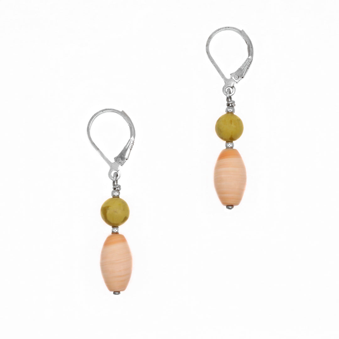 Peach Shell Turquoise Earrings hand crafted by artist Karley Smith.
