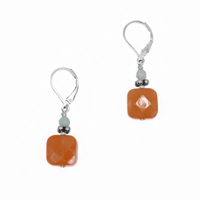 Red Aventurine with Amazonite Earrings hand crafted by artist Karley Smith.