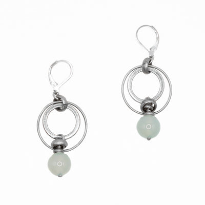 Chalcedony Earrings with Antique Silver Rings hand crafted by artist Karley Smith.