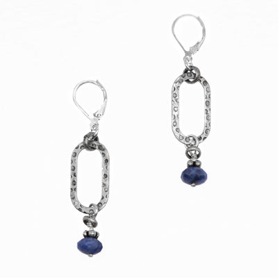 Sodalite Chain link Earrings hand crafted by artist Karley Smith.