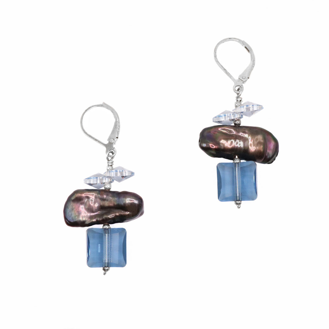 Swarovski Crystal with Pearl Earrings hand crafted by artist Karley Smith.