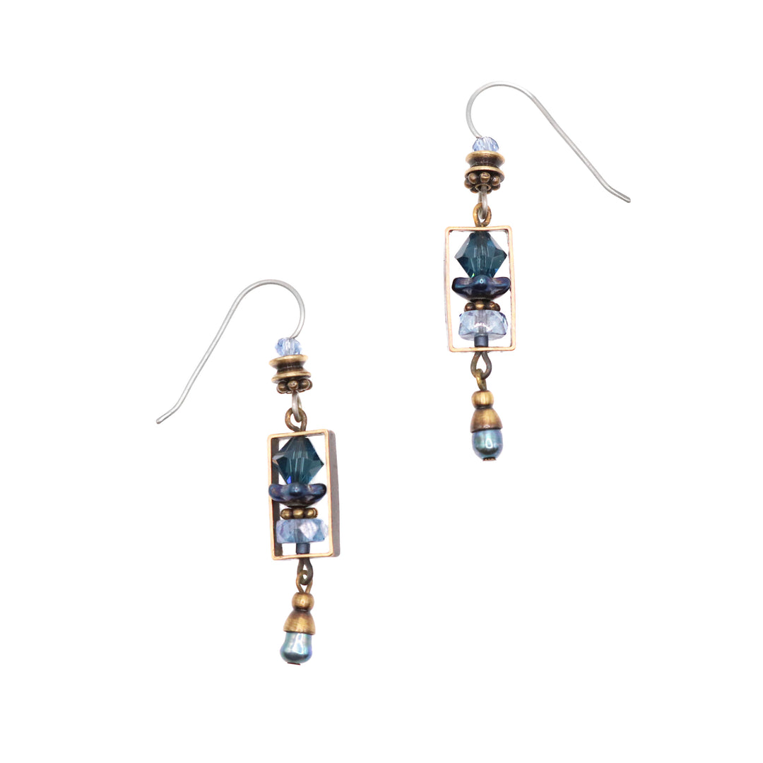 Tofino Blue Rectangle Earrings hand crafted by artist Honica.