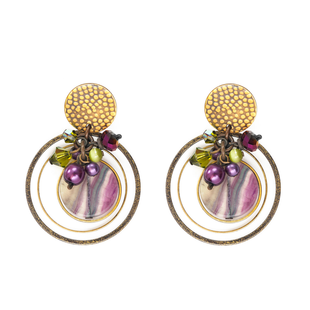 Round Mystic Stud Earrings hand crafted by artist Honica.