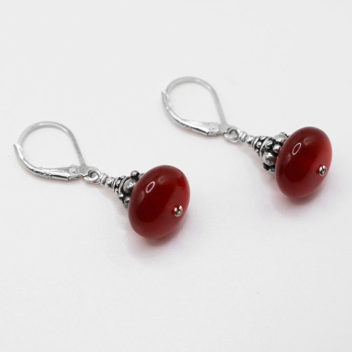 Carnelian Roundel Earrings - Artina's Jewellery