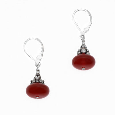 Carnelian Roundel Earrings hand crafted by artist Karley Smith.