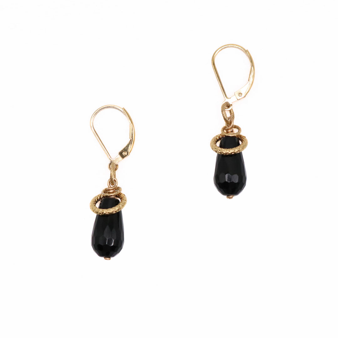Black Onyx Teardrop Earrings hand crafted by artist Karley Smith.
