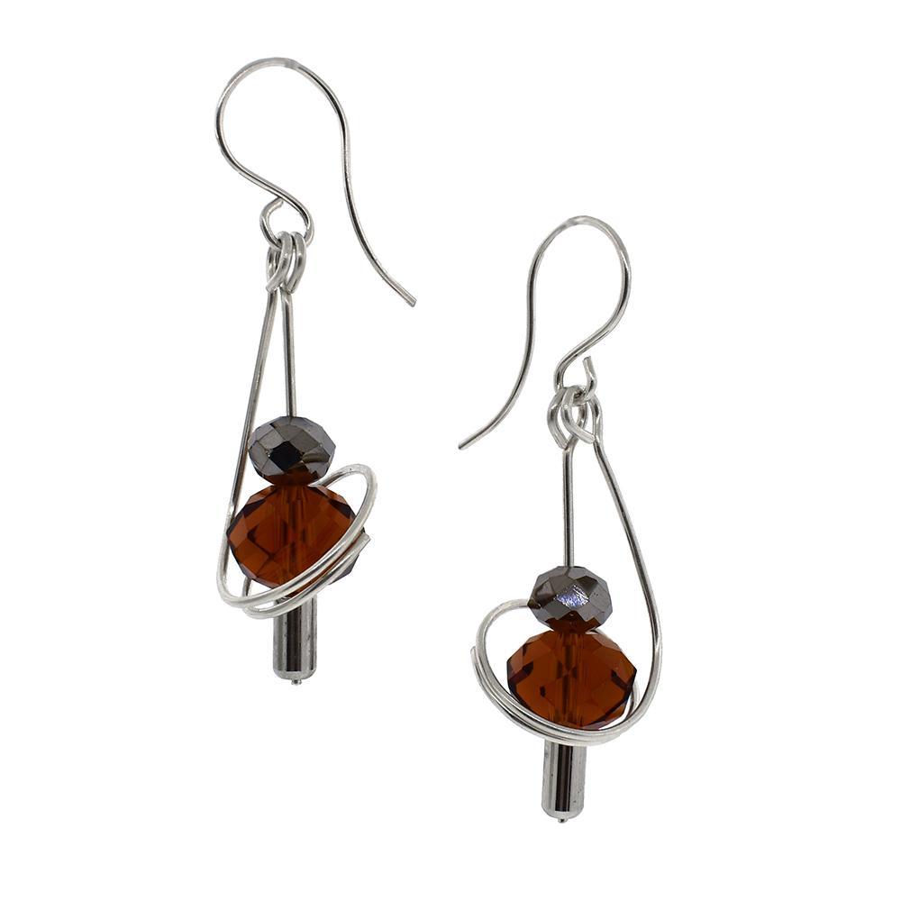 Silver Twist Crystal Earrings