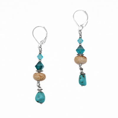Swarovski Crystal with Turquoise Dangle Earrings hand crafted by artist Karley Smith.