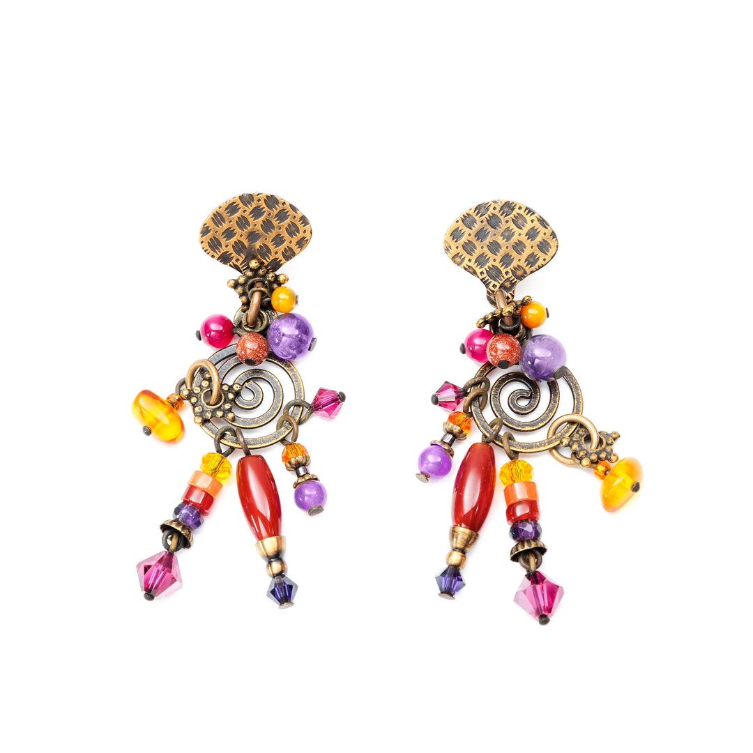 Tribal Swirl Earrings hand crafted by artist Honica.