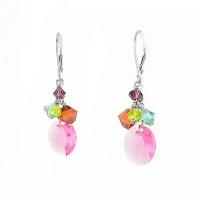 Petite Cluster Hot Pink Swarovski Crystal Earrings