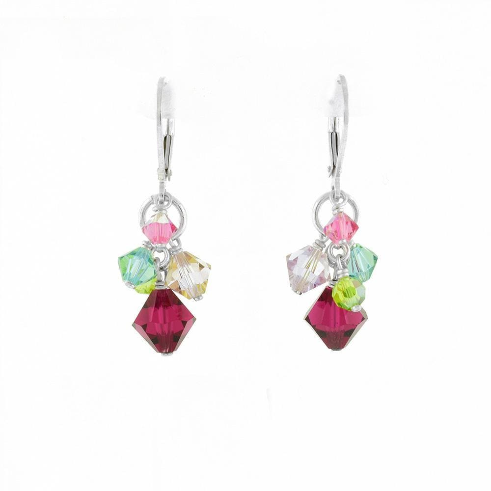 Mini Cluster Red Swarovski Crystal Earrings