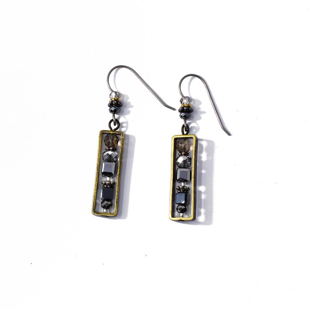 Rectangular Silver Mist Earrings