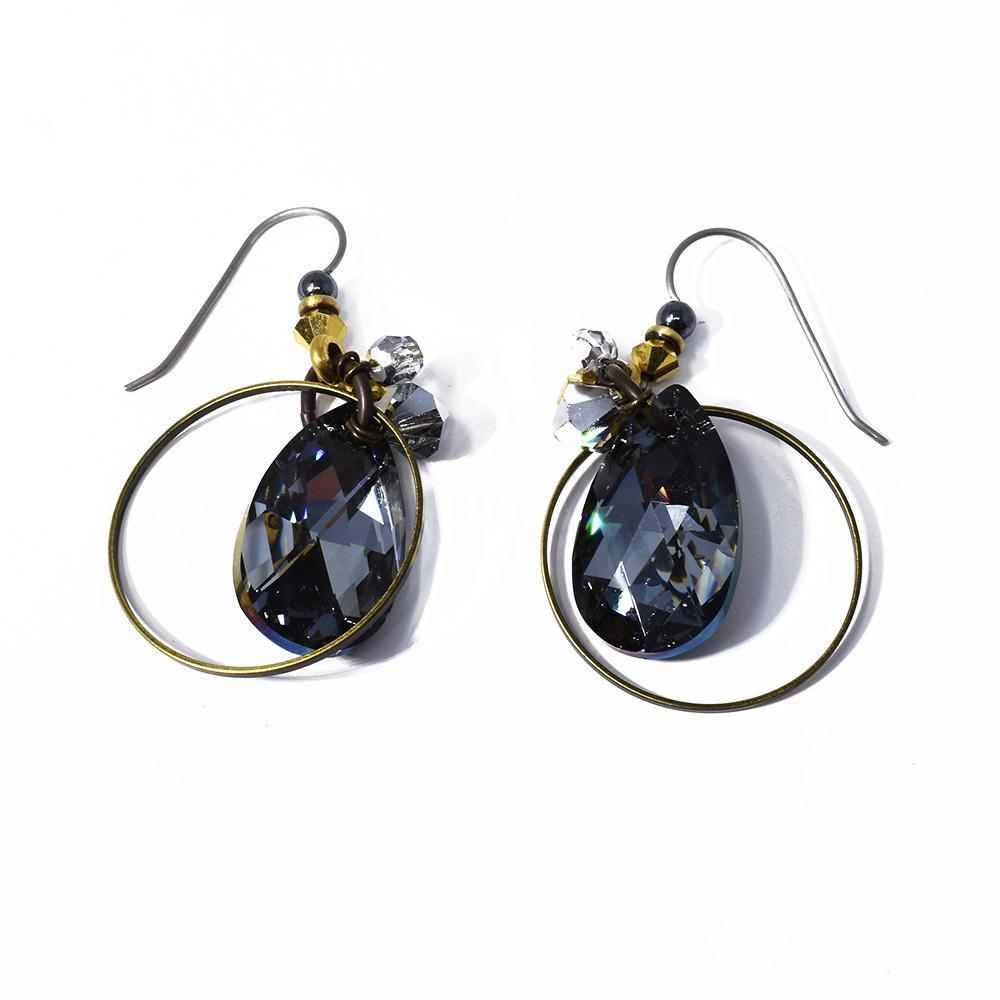 Large Silver Mist Teardrop Earrings