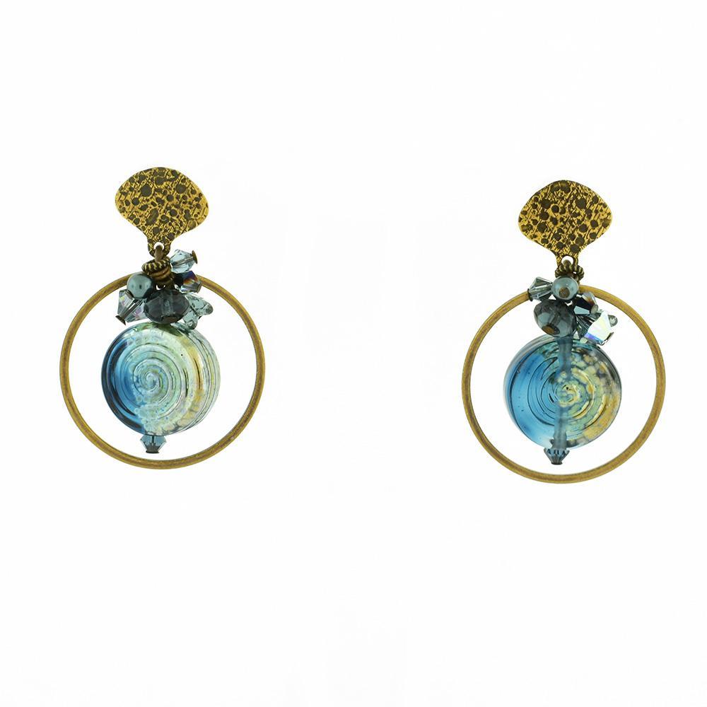 Large Round Tofino Blue Earrings