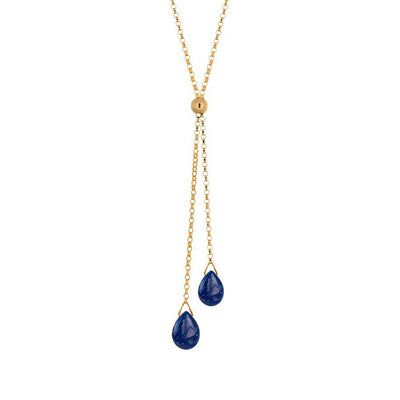 Gold Fill Lapis Lazuli Lantern Lariat Necklace