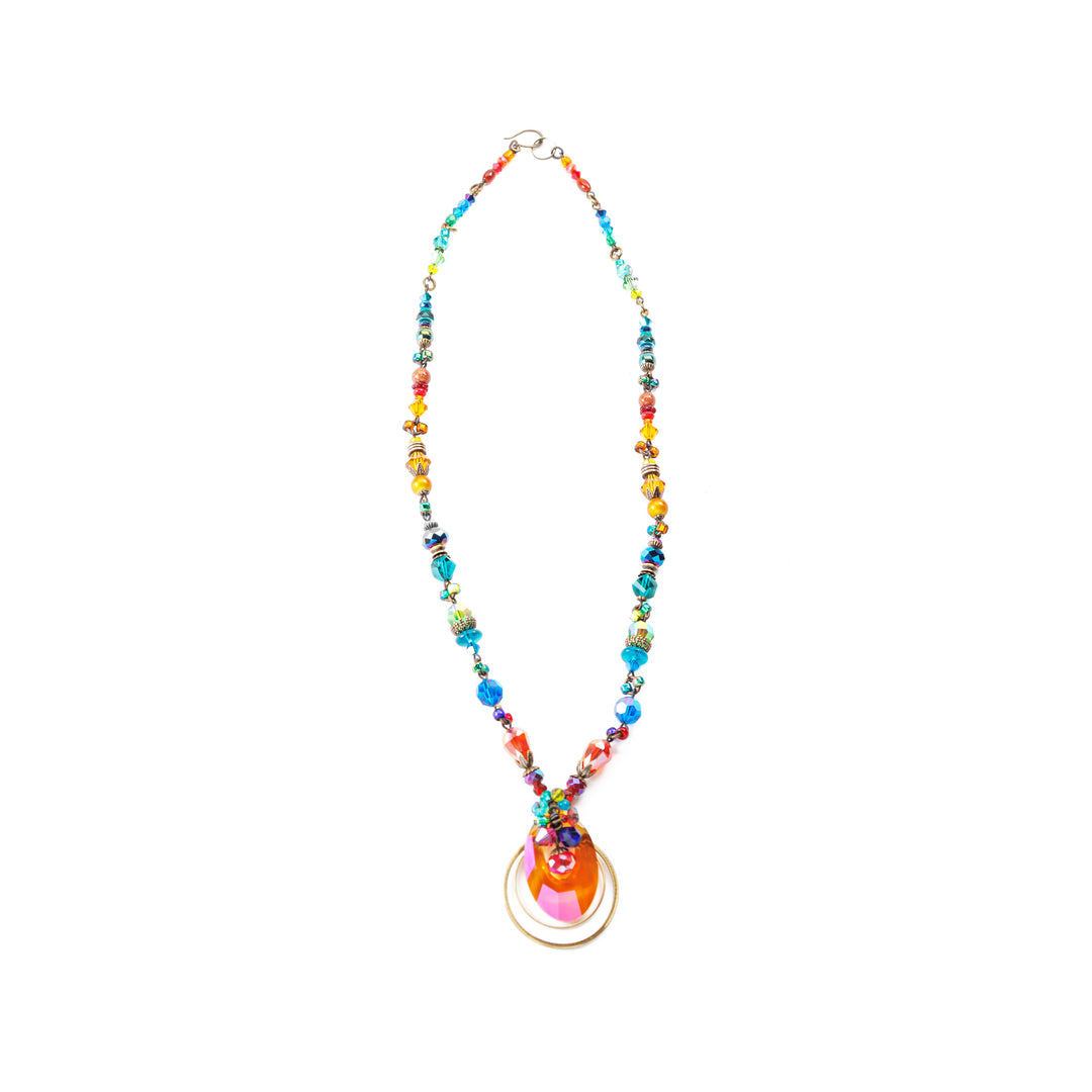 Galaxy Necklace with Crystal Drop is hand crafted by Honica.