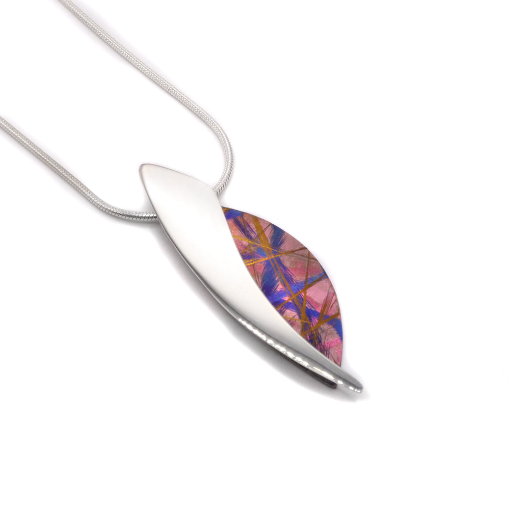 Pink Titanium Leaf Necklace made by Jean-Yves Nantel. 