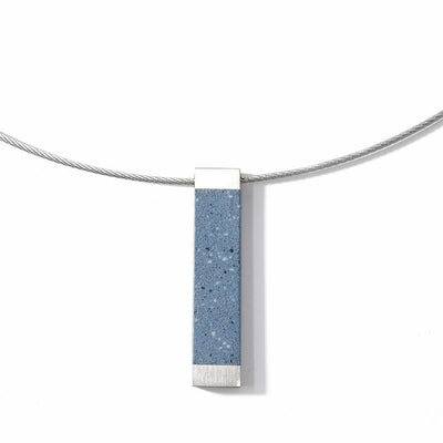 Blue Concrete and Stainless Steel Necklace