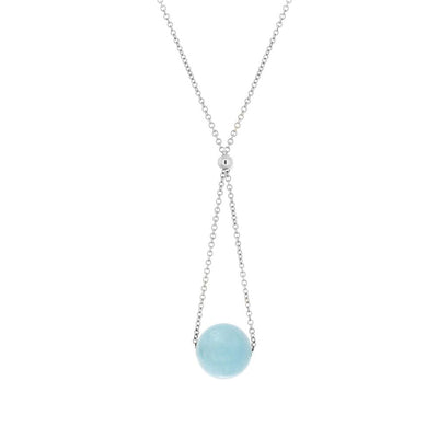 This Sterling Silver Aquamarine Chandelier Necklace is handmade by artist Pamela Lauz. The necklace is made using sterling silver and genuine aquamarine.  The necklace is 17" long and the pendant measures 1.5" x 0.5".