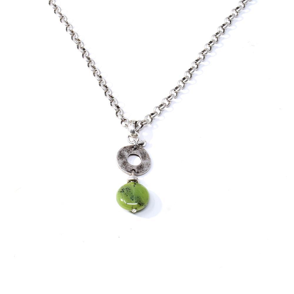 BC Jade and Antique Silver Ring Necklace