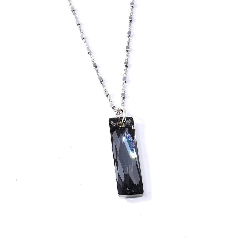 edium Rectangular Grey Swarovski Crystal Necklace