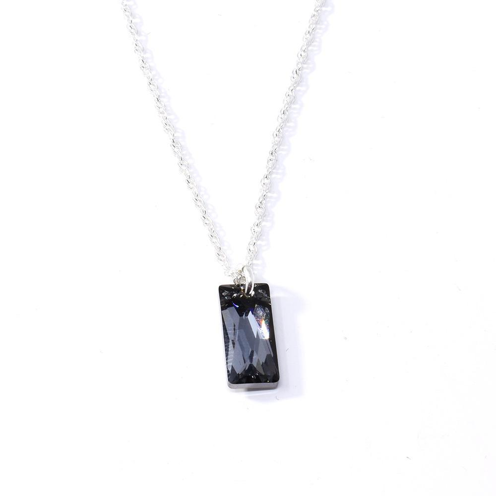 Small Rectangular Grey Swarovski Crystal Necklace