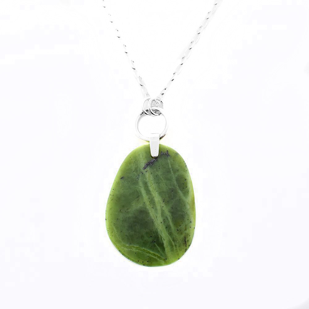 Large BC Jade Pendant with Silver Rings - Artina's Jewellery