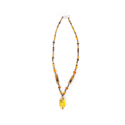 Amber Delica Necklace with Drop hand crafted by artist Honica.