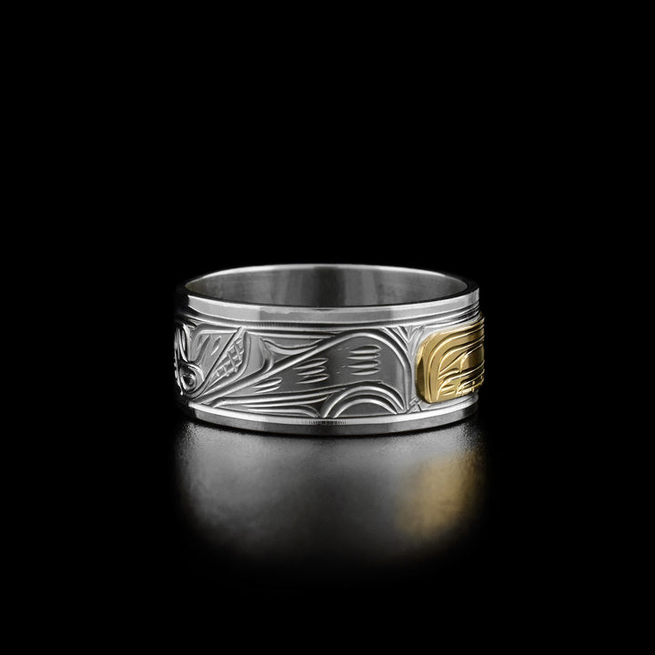 14K Gold and Sterling Silver 3/8" Orca Ring - Artina's Jewellery