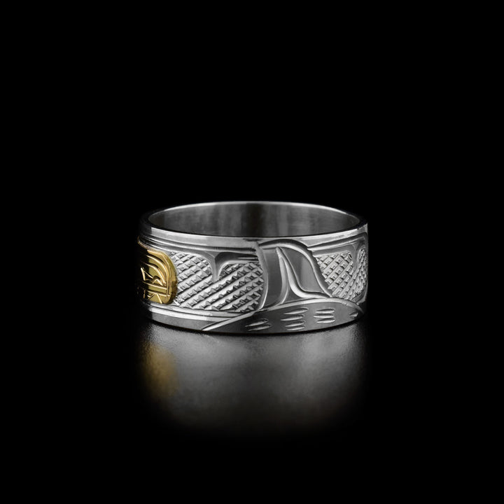 14K Gold and Sterling Silver 3/8" Orca Ring - Artina's Jewellery