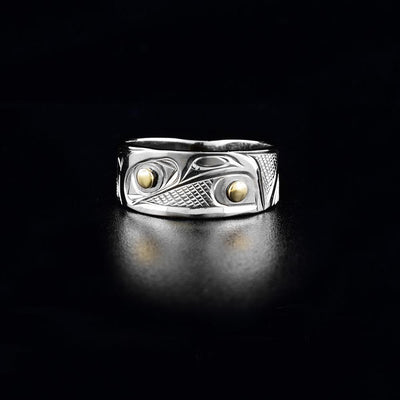 14K White and Yellow Gold Raven Ring
