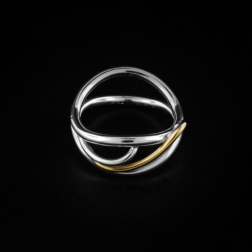 Silver & 14K Gold Flame Ring