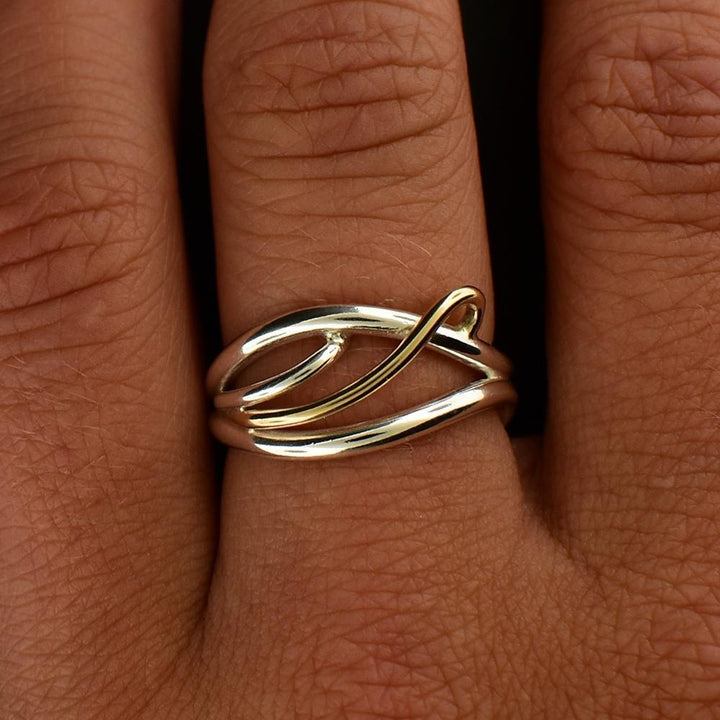 Silver & 14K Gold Flame Ring