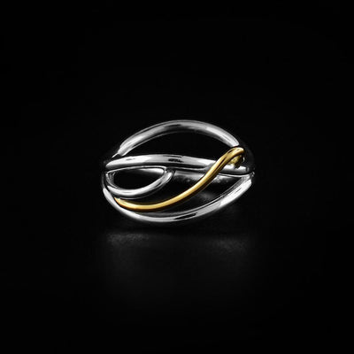 Silver & 14K Gold Flame Ring