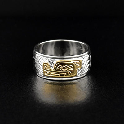 Handmade Silver and Gold Wolf Ring
