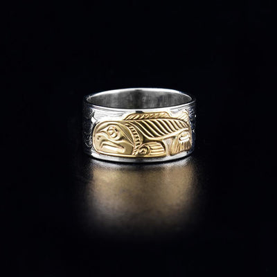 Sterling Silver and 14K Gold Salmon Ring