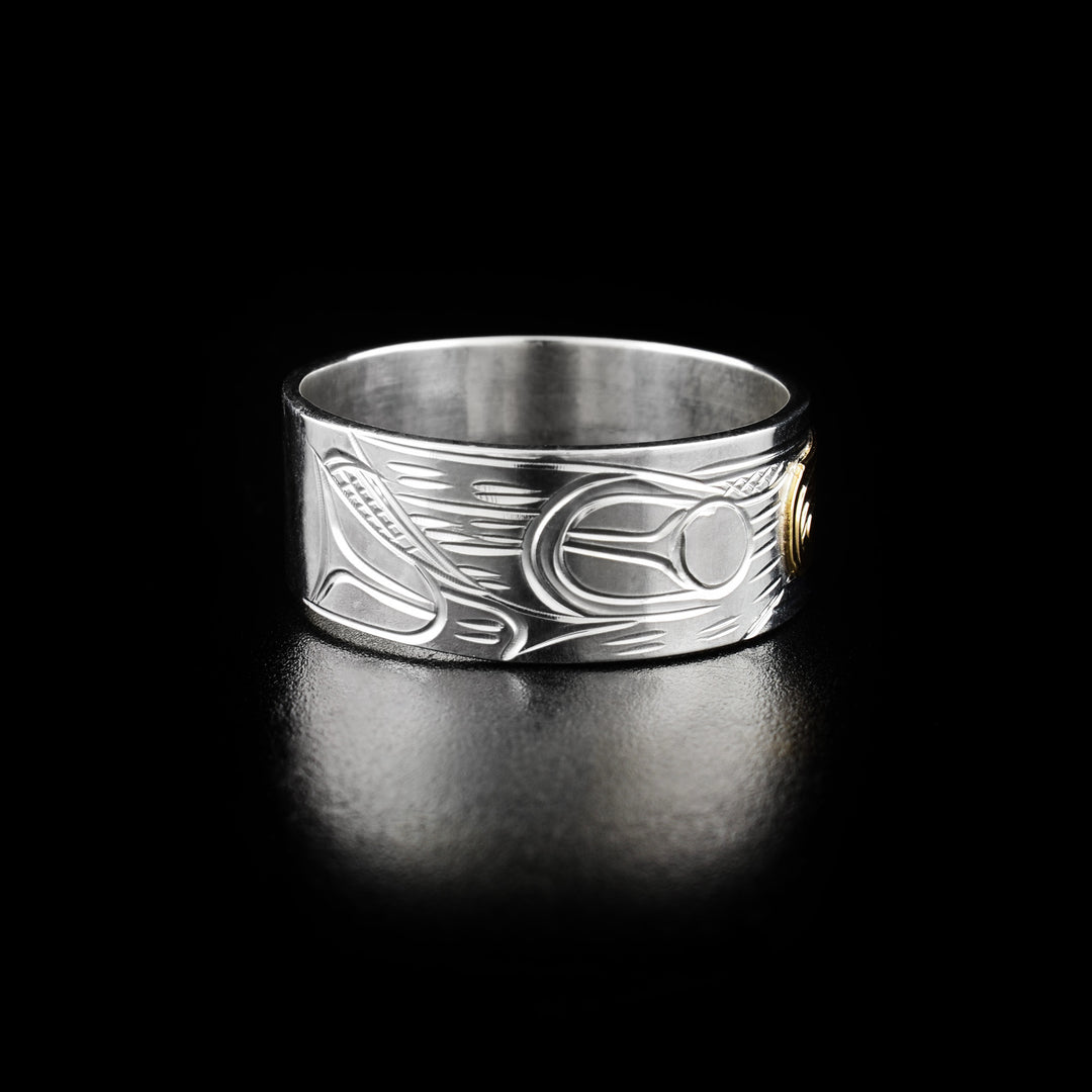14K Gold and Sterling Silver 3/8" Hummingbird ring - Artina's Jewellery