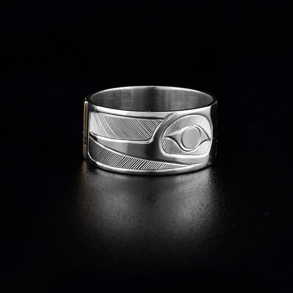 3/8" 14K Gold and Sterling Silver Double Hummingbird Ring