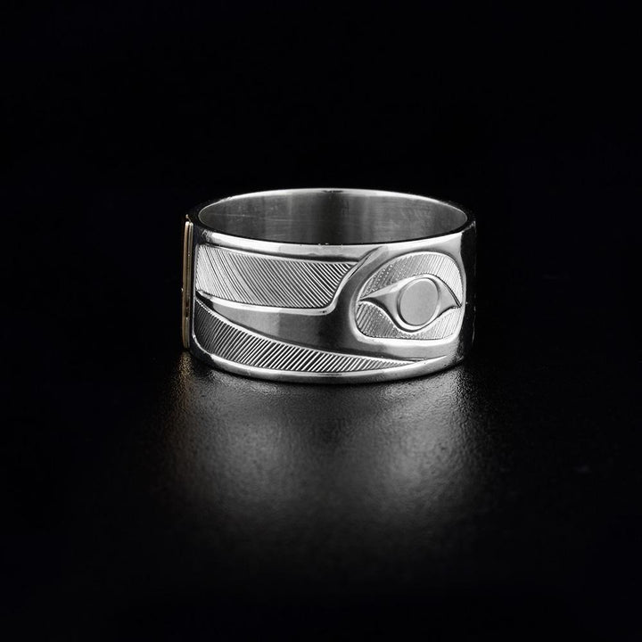 3/8" 14K Gold and Sterling Silver Double Hummingbird Ring