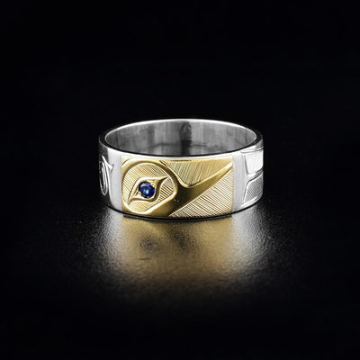 sterling silver and 14k gold hummingbird ring