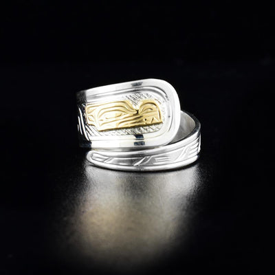 Sterling Silver and 14K Gold 3/8" Tapered Wolf Wrap Ring