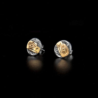 14K Gold and Sterling Silver Eagle Stud Earrings - Artina's Jewellery
