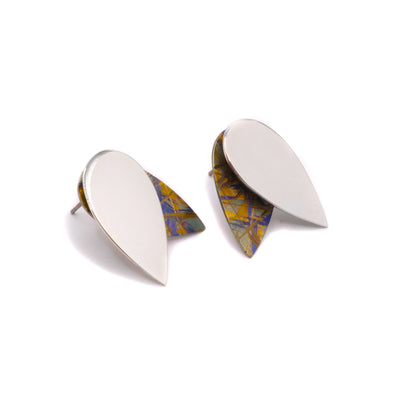 Gold Titanium Almond earrings handmade by Jean-Yves Nantel.