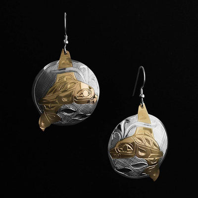 Gold and Silver Orca Earrings