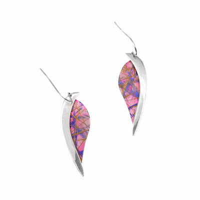 Pink Titanium Leaf Style Earrings handmade by Jean-Yves Nantel.