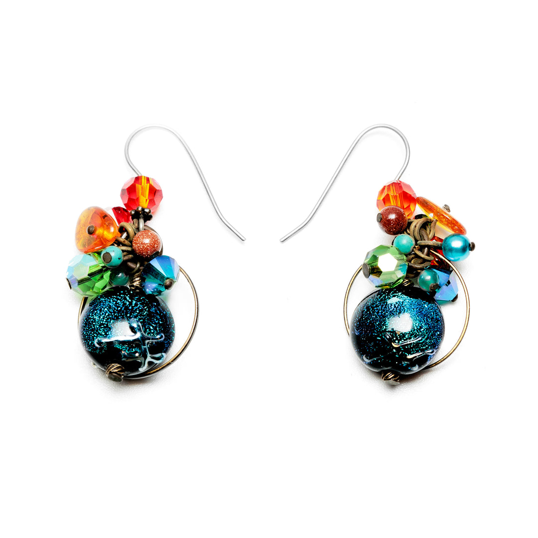 Round Galaxy Cluster Earrings hand crafted by Honica